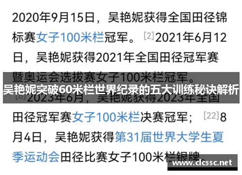 吴艳妮突破60米栏世界纪录的五大训练秘诀解析 吴艳妮突破60米栏世界纪录的五大训练秘诀解析